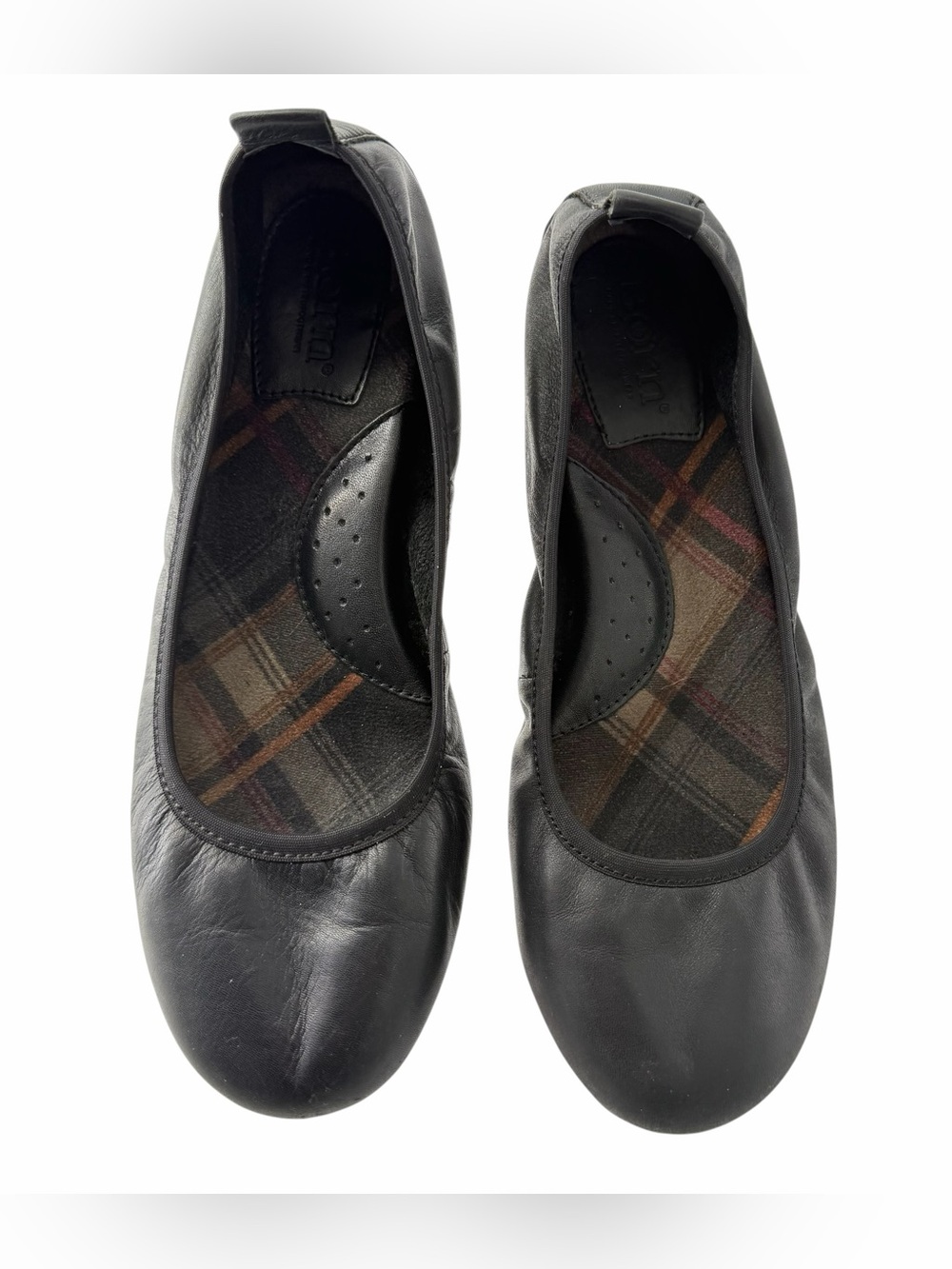Born Classic Black Leather Ballet Flats Women Size 7 Minimalist Boho Comfy